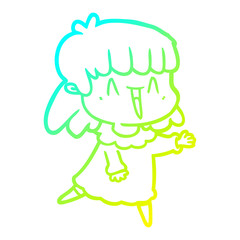 cold gradient line drawing cartoon woman