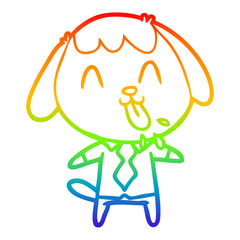rainbow gradient line drawing cute cartoon dog