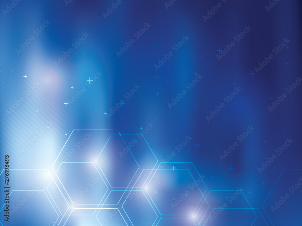 Poster blue abstract background technology with hexagonal shapes. bright background and vibrant color.