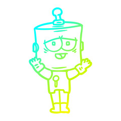 cold gradient line drawing cartoon robot