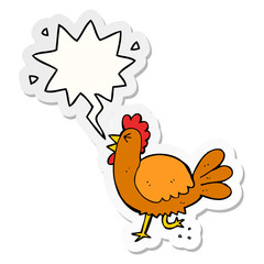 cartoon rooster and speech bubble sticker