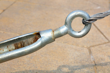 Close-up of metal fasteners