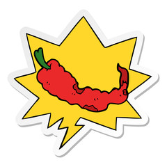 cartoon chili pepper and speech bubble sticker
