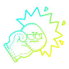 cold gradient line drawing cartoon boxing glove