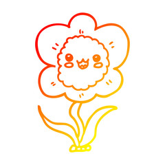 warm gradient line drawing cartoon flower