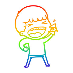 rainbow gradient line drawing cartoon laughing man