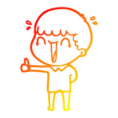 warm gradient line drawing laughing cartoon man