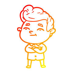 warm gradient line drawing happy cartoon man