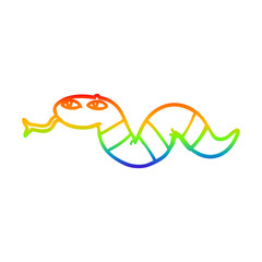 rainbow gradient line drawing cartoon snake