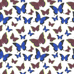 Seamless pattern Butterflies watercolor Illustration handmade design Digital paper Textiles wallpaper photo wallpaper scrapbooking