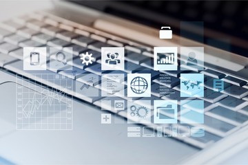 Computer keyboard on background close up