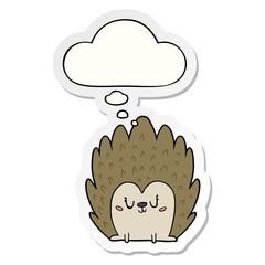 cute cartoon hedgehog and thought bubble as a printed sticker