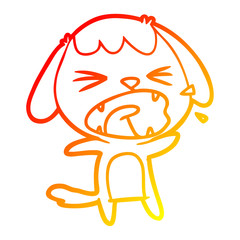 warm gradient line drawing cute cartoon dog barking