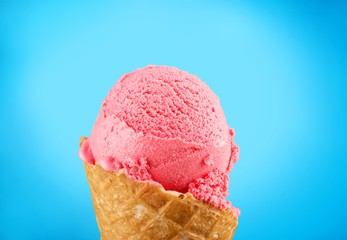 Scoops of ice cream  on background