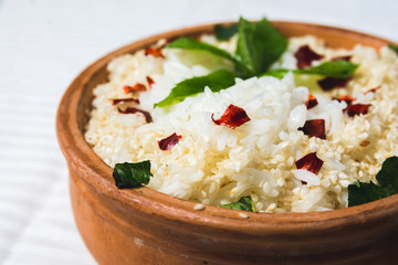 Tasty cooked rice in a bowl