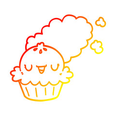 warm gradient line drawing cute cartoon pie