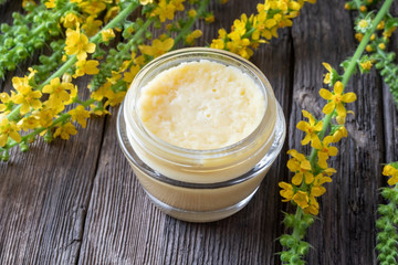Homemade agrimony and shea butter ointment