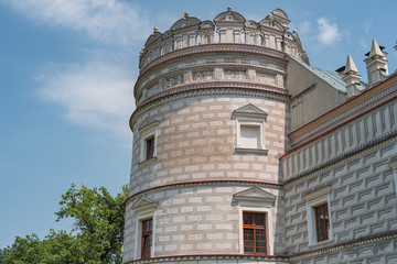 Fototapeta na wymiar Tower of late-renaissance Krasiczyn Castle in Poland. 