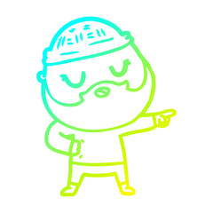 cold gradient line drawing cartoon man with beard