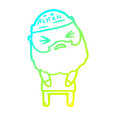 cold gradient line drawing cartoon man with beard