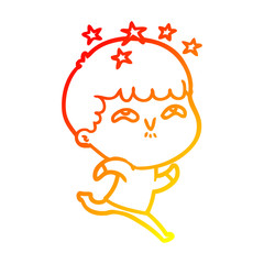 warm gradient line drawing cartoon amazed boy