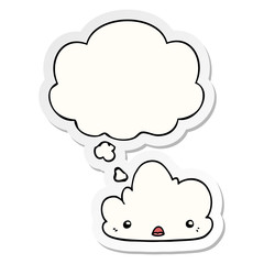 cute cartoon cloud and thought bubble as a printed sticker