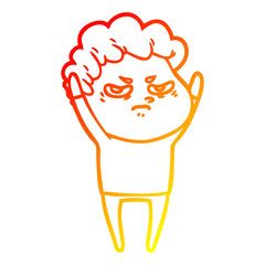 warm gradient line drawing cartoon angry man