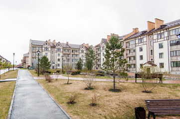 Russia, Novosibirsk - 15 May, 2019: Russian courtyards. buildings, house architecture, exterior....