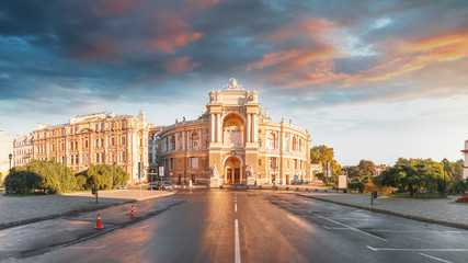 Opera House in Odessa, Ukraine. Odessa State Academic Opera and Ballet Theater - obrazy, fototapety, plakaty