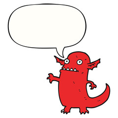 cartoon halloween monster and speech bubble