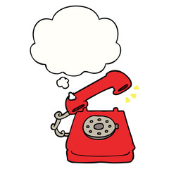 cartoon ringing telephone and thought bubble