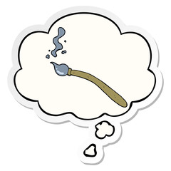cartoon paint brush and thought bubble as a printed sticker