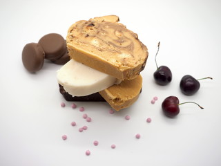 June 2019 - A Stack Of Dairy Free Fudge Against A White Background