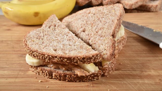 Making a peanut butter and banana sandwich, stop motion animation