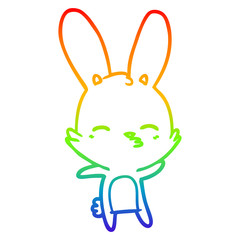 rainbow gradient line drawing curious bunny cartoon