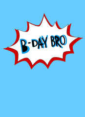 Cool birthday greetings design element in comics style. Hand lettering in bubble on the blue background