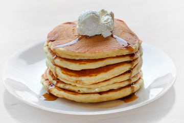 stack of pancakes with syrup