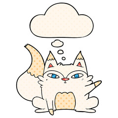 cartoon arctic fox and thought bubble in comic book style