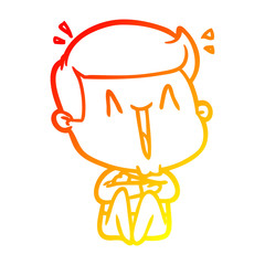 warm gradient line drawing cartoon happy man