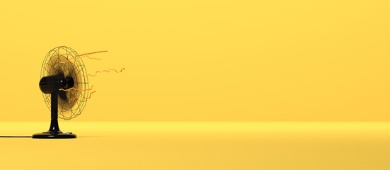 Fototapeta Ventilateur en marche sur fond jaune obraz