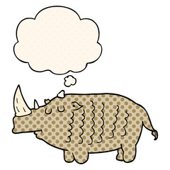 cartoon rhinoceros and thought bubble in comic book style
