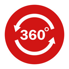 360 degrees rotate arrow icon flat red round button vector illustration