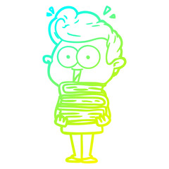 cold gradient line drawing cartoon staring man