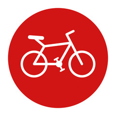 Bicycle icon flat red round button vector illustration