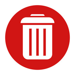 Bin icon flat red round button vector illustration