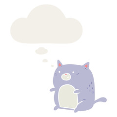 cartoon cat and thought bubble in retro style