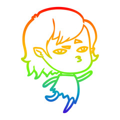 rainbow gradient line drawing cartoon vampire girl