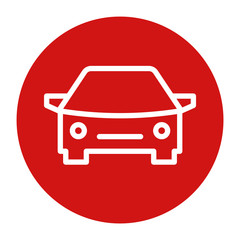Car icon flat red round button vector illustration