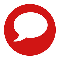 Chat bubble icon flat red round button vector illustration