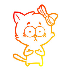 warm gradient line drawing cartoon cat